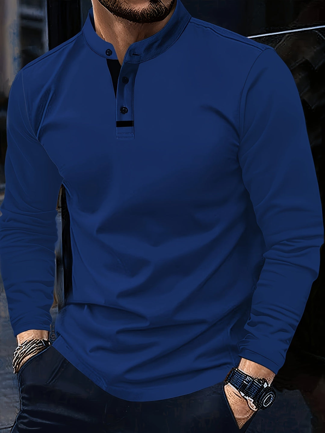 Reginald | Raffinerad långärmad Henley-tröja