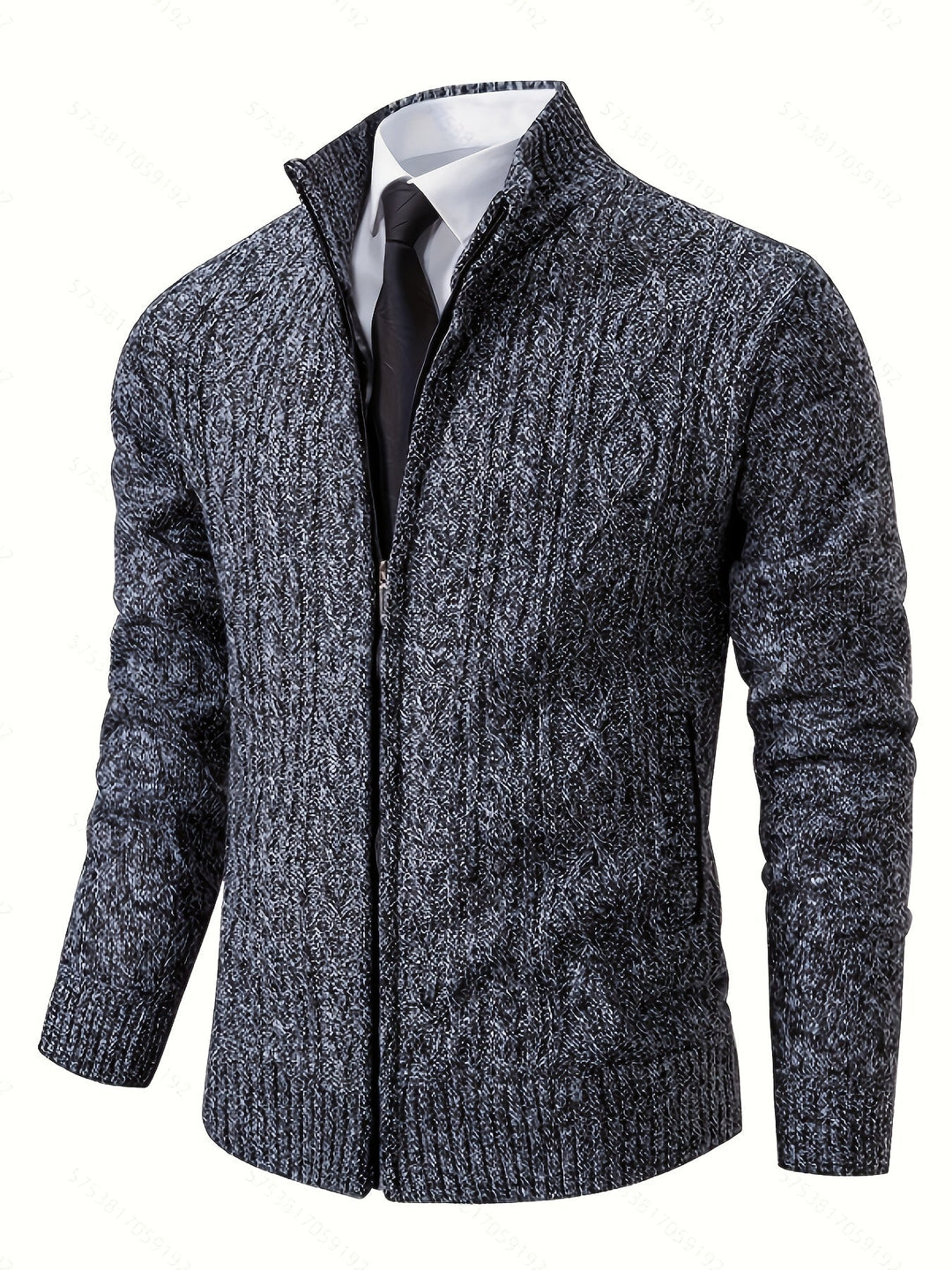 Edmund | Texturerad Ståkrage Zip Cardigan