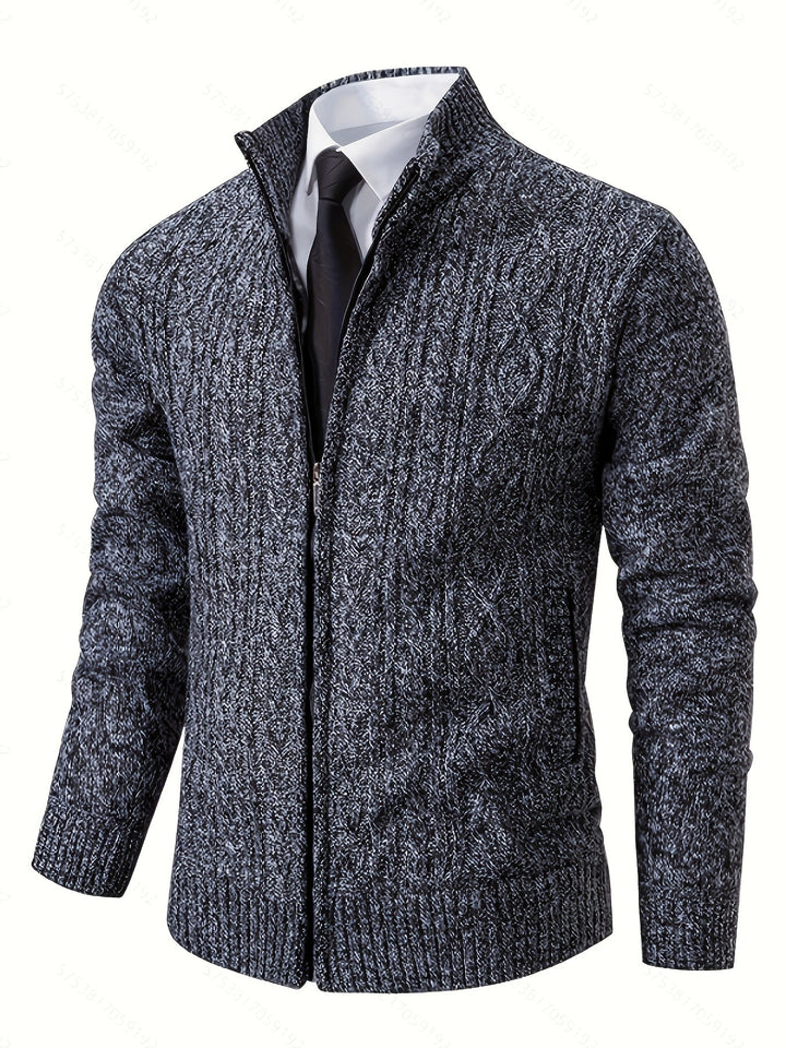 Edmund | Texturerad Ståkrage Zip Cardigan