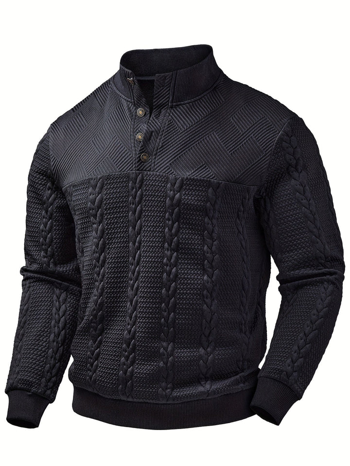 Griffin | Texturerad Knapp-Hals Pullover