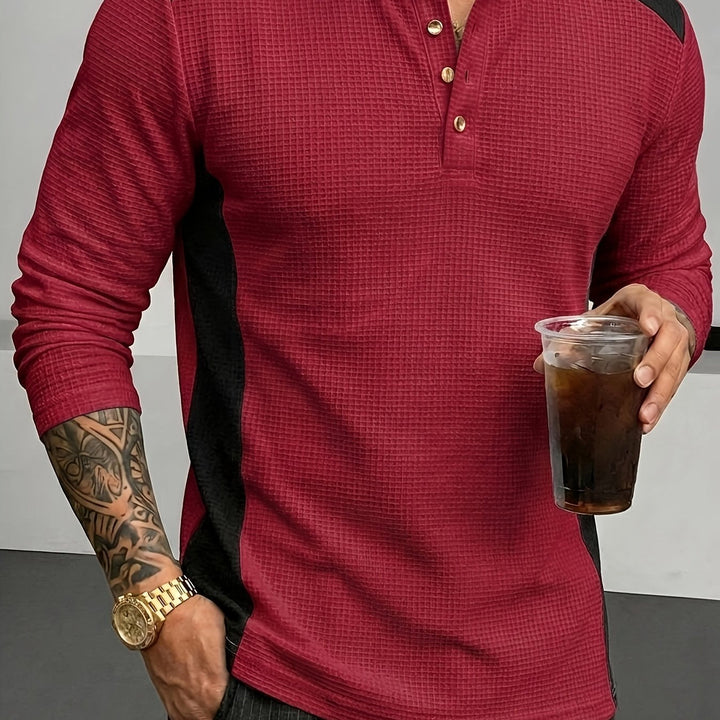 Sawyer | Texturerad Kontrast Henley Skjorta