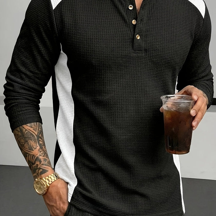 Sawyer | Texturerad Kontrast Henley Skjorta