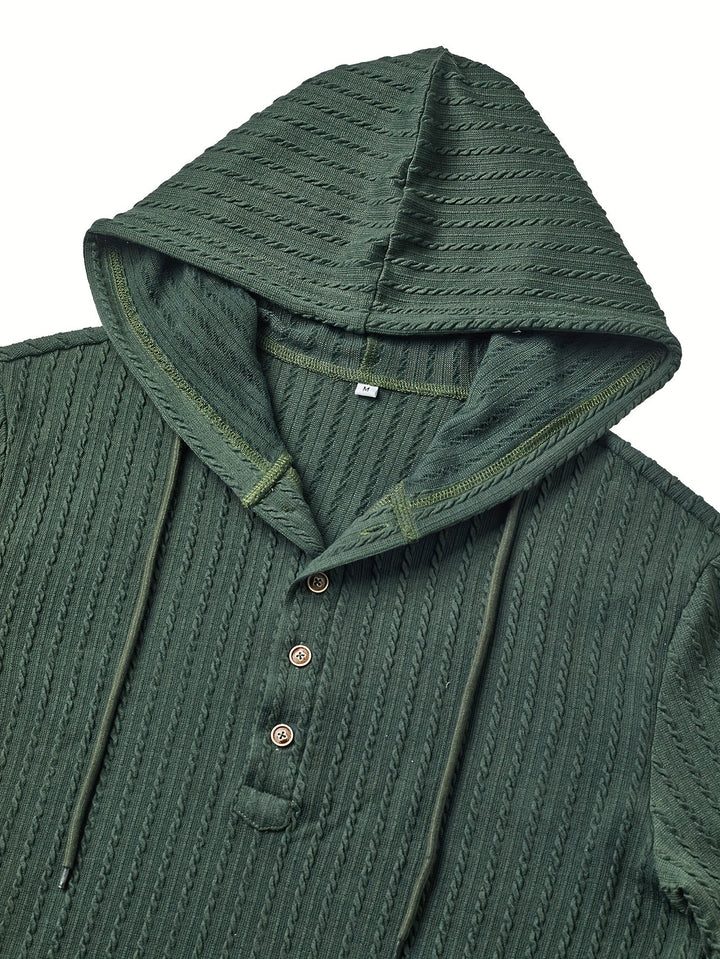 Rafferty | Texturerad Huva Henley Skjorta