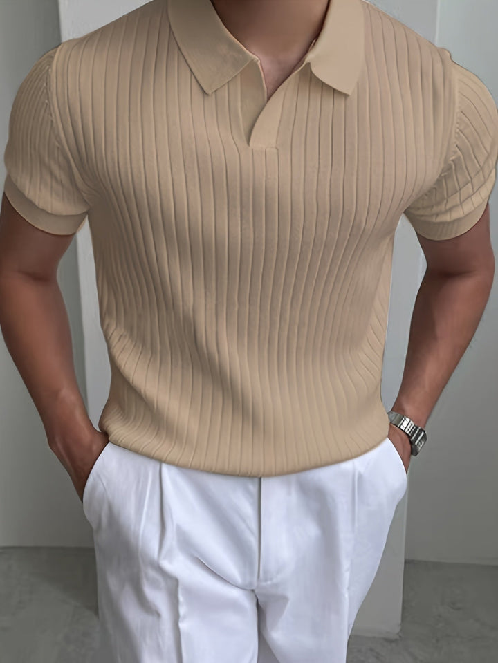 Maxwell | Ribbad Öppen-Krage Polo T-shirt