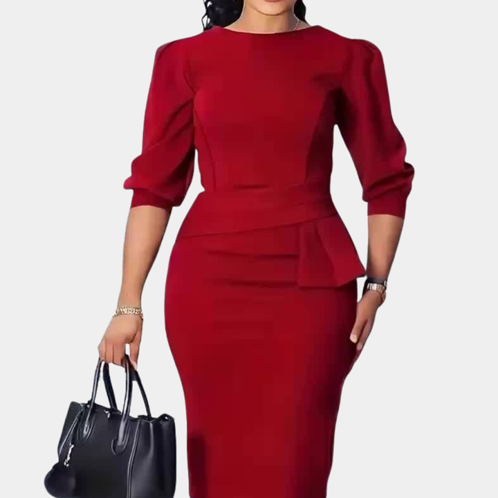 Claudine | Elegant Volang Peplum Midi Klänning