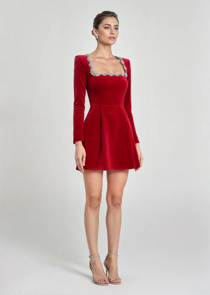 Lucinda | Elegant Sammet Mini Klänning