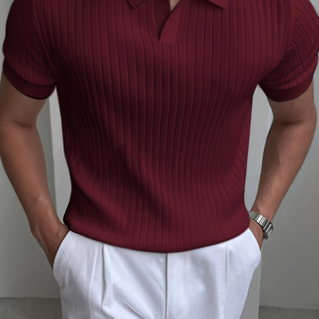 Maxwell | Ribbad Öppen-Krage Polo T-shirt