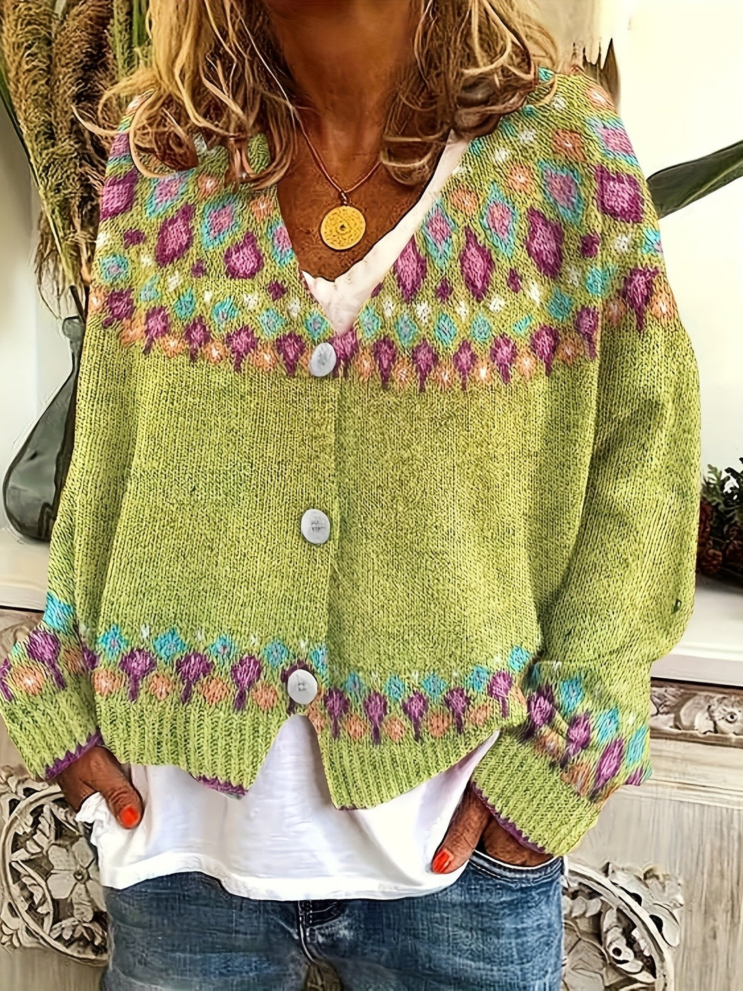 Maribel | Fair Isle Stickad Cardigan