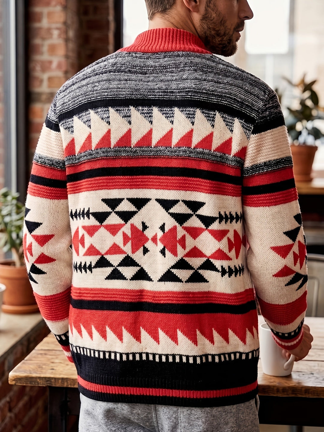 Rylan | Mönstrad Zip-Up Cardigan