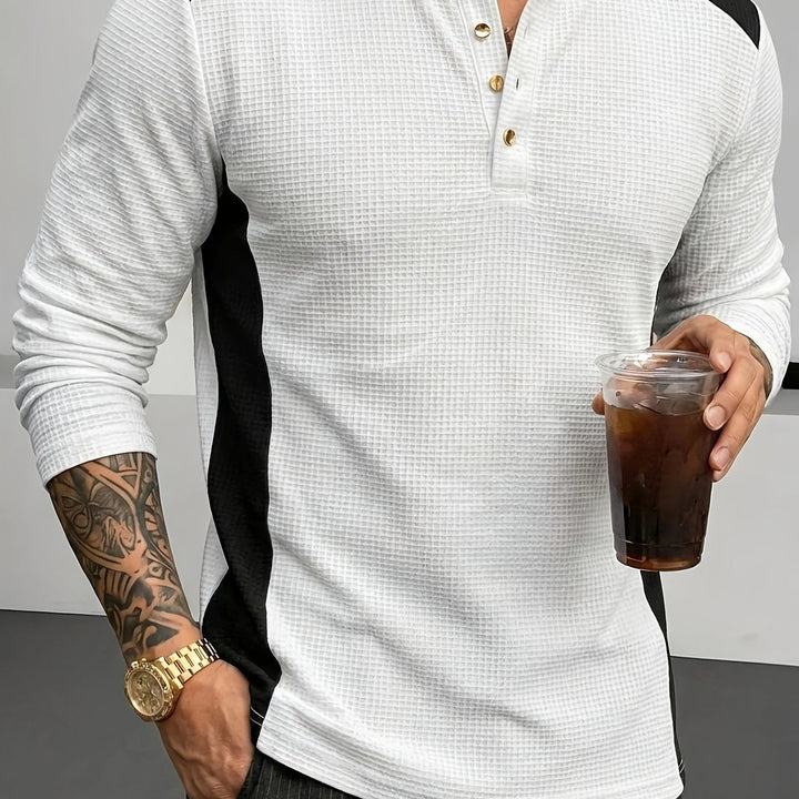 Sawyer | Texturerad Kontrast Henley Skjorta