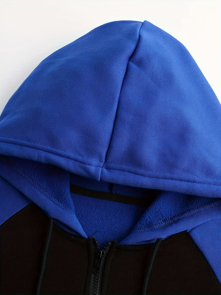 Xavier | Färgglad Block Zip-Up Hoodie-jacka