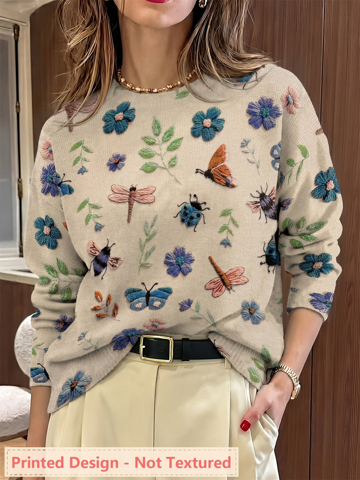 Meredith | Botanisk Tryck Crew Neck Tröja