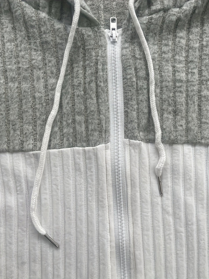 Tamara | Texturerad Huva Zip Jacka