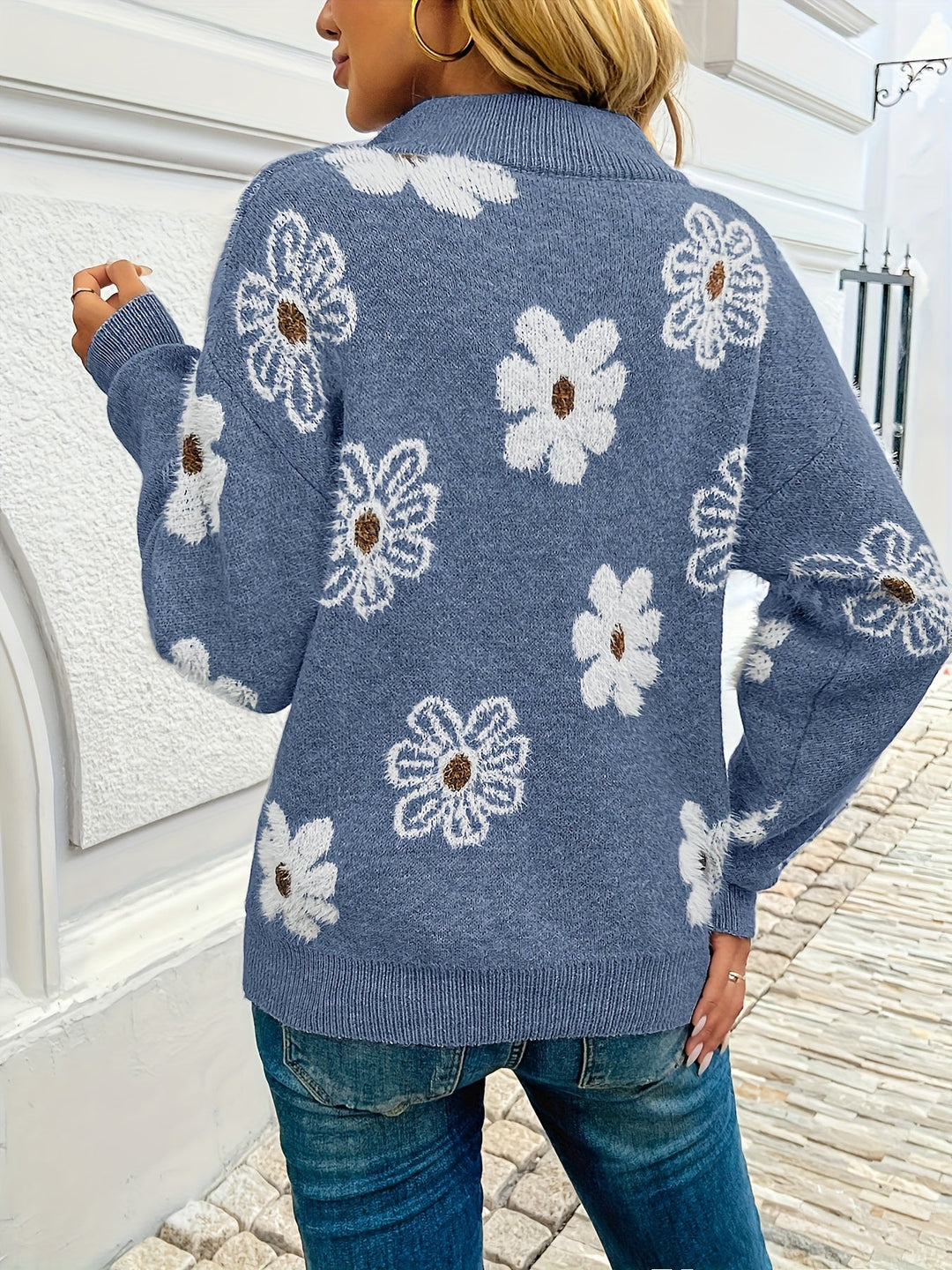 Larissa | Blommig Halvdraget Tröja