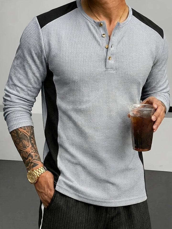 Sawyer | Texturerad Kontrast Henley Skjorta