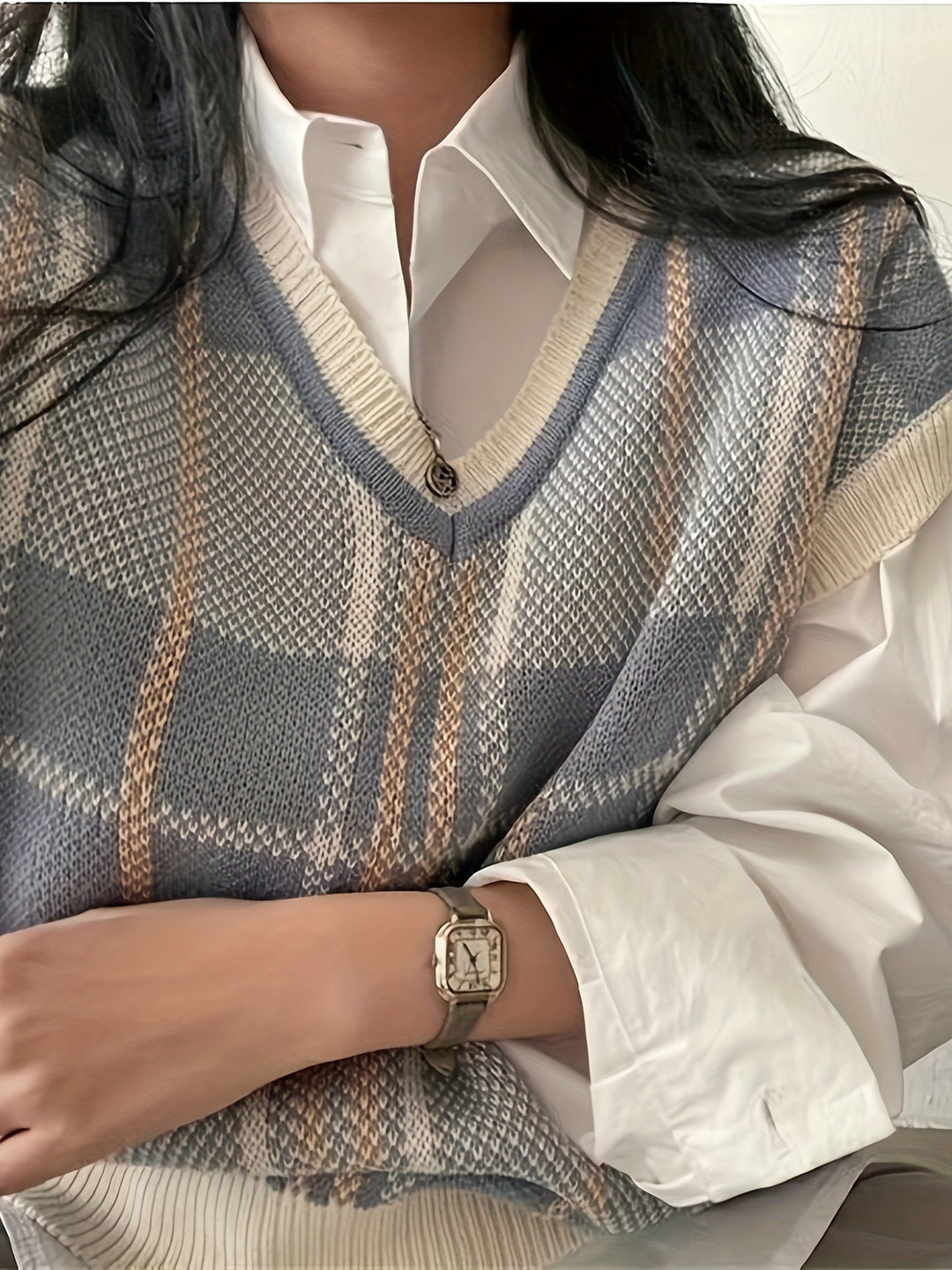 Diana | Argyle V-ringad Stickad Västs