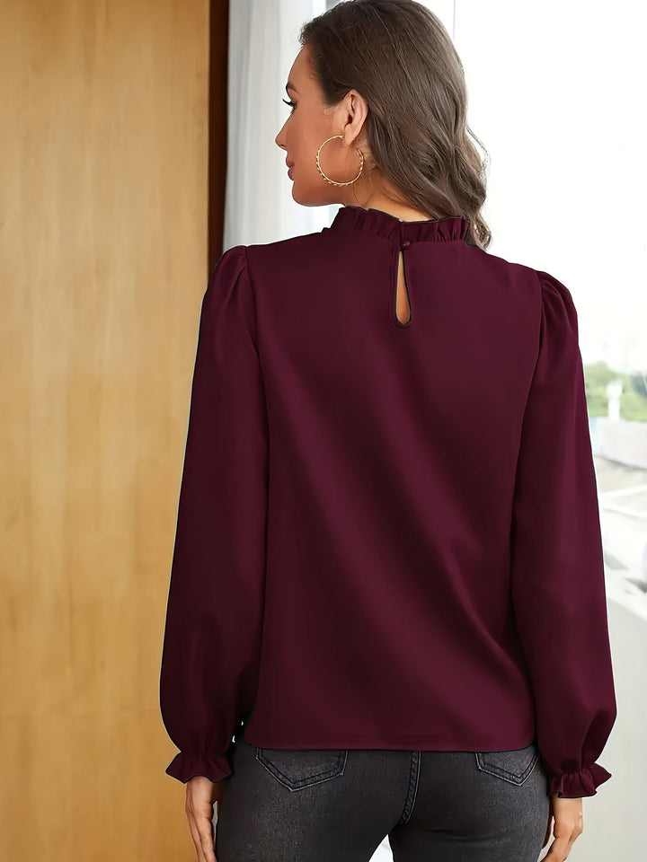 Katherine | Blus med Volangkrage och Puffärmar