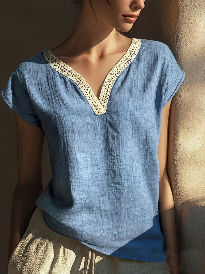 Brinley | Bohemisk Retro Kortärmad Blus