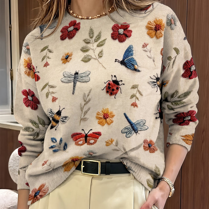 Meredith | Botanisk Tryck Crew Neck Tröja