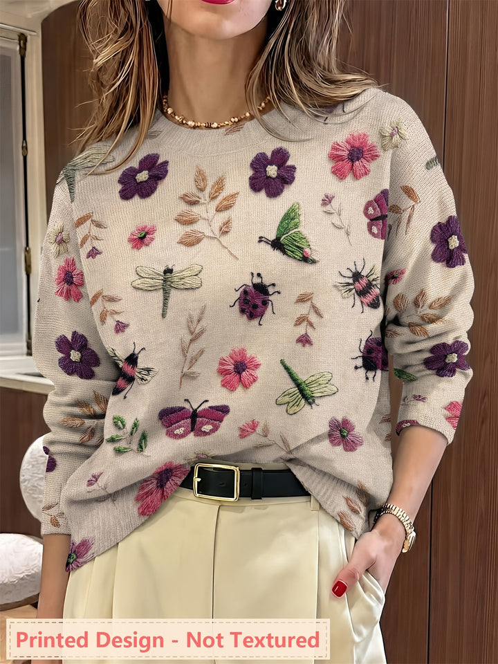 Meredith | Botanisk Tryck Crew Neck Tröja