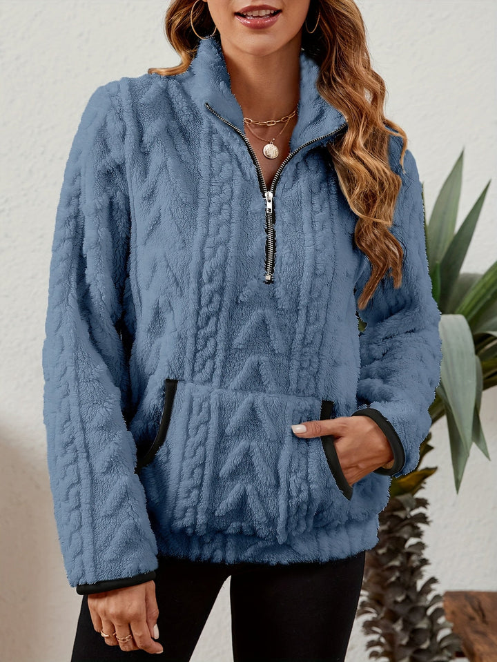 Thea | Texturerad Halv-Zip Pullover