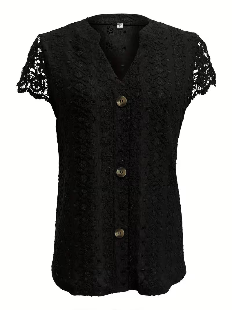 Debbie | Elegant Knapp V-Hals T-shirt