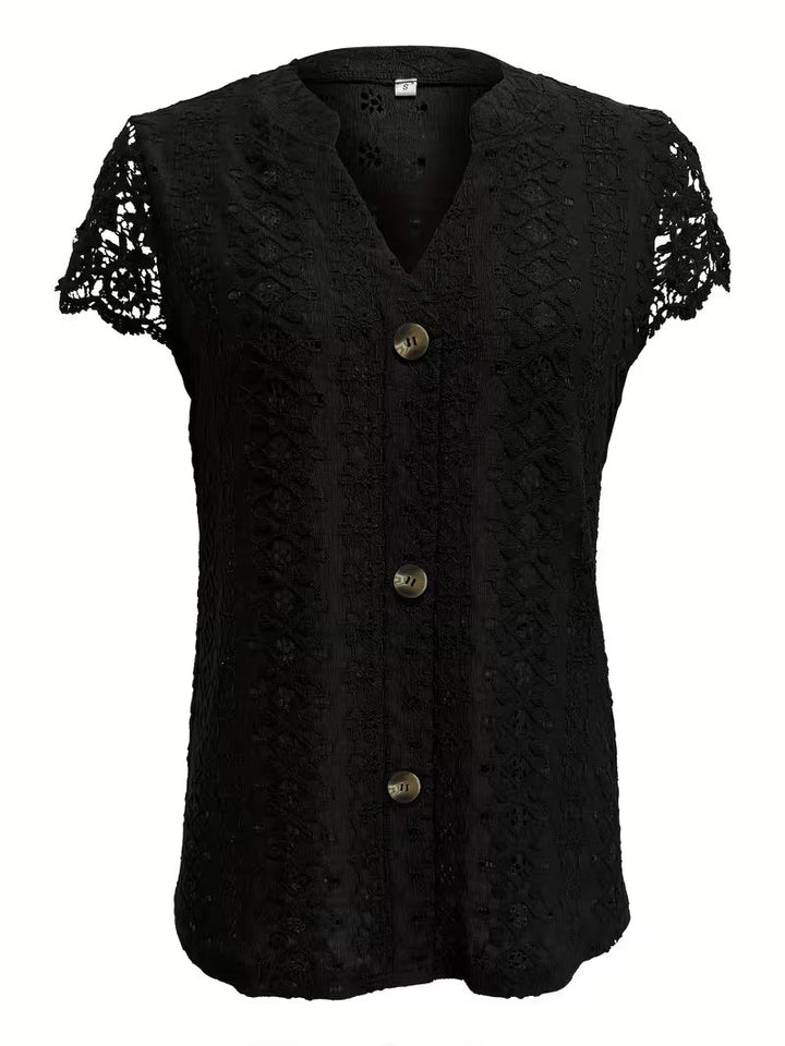 Debbie | Elegant Knapp V-Hals T-shirt