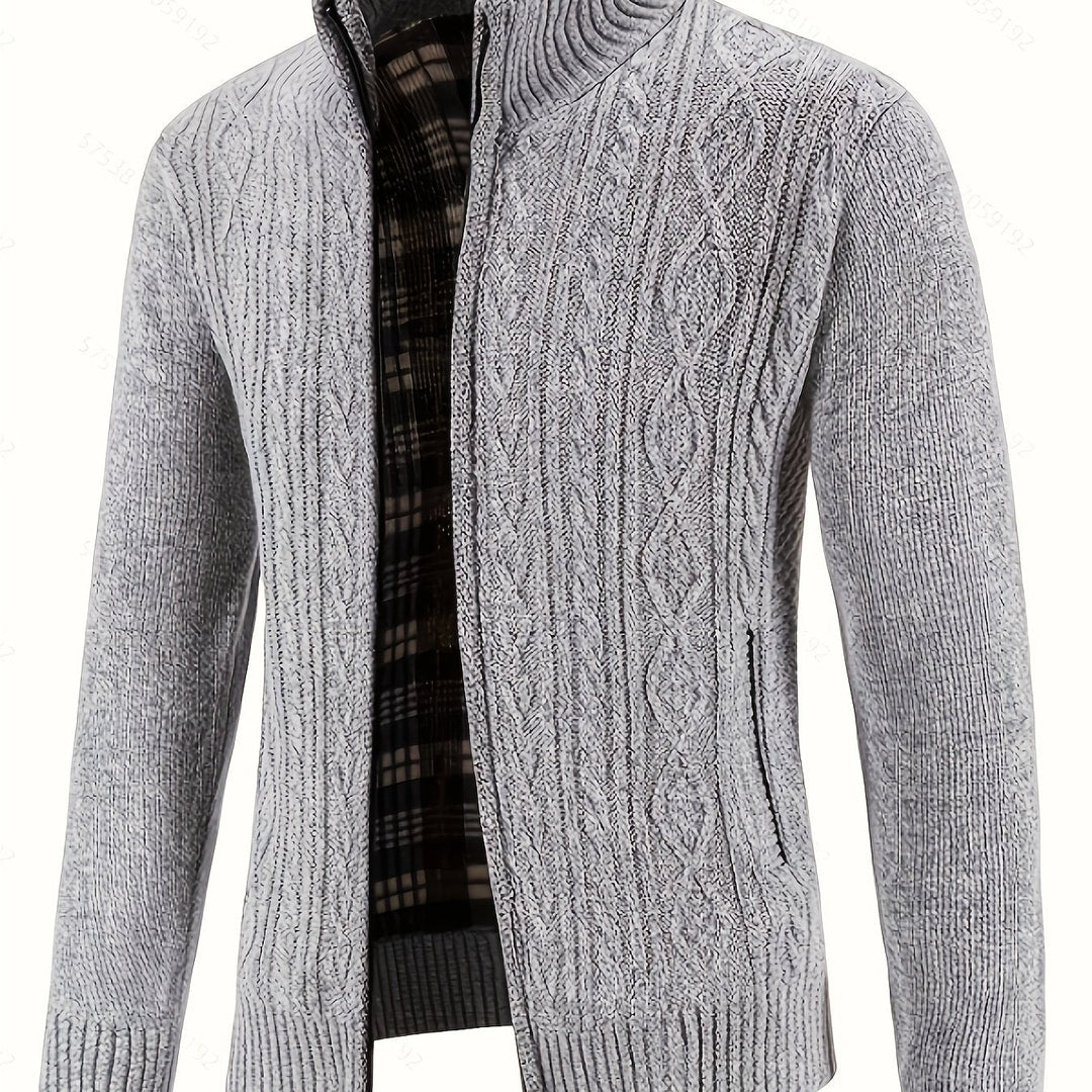 Edmund | Texturerad Ståkrage Zip Cardigan