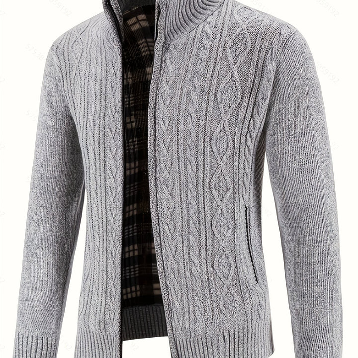 Edmund | Texturerad Ståkrage Zip Cardigan