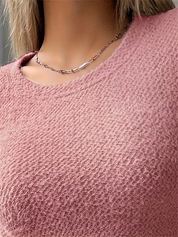 Elspeth | Mjuk Texturerad Topp med Lång Ärmar