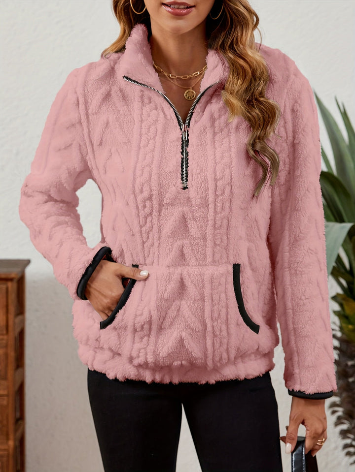 Thea | Texturerad Halv-Zip Pullover