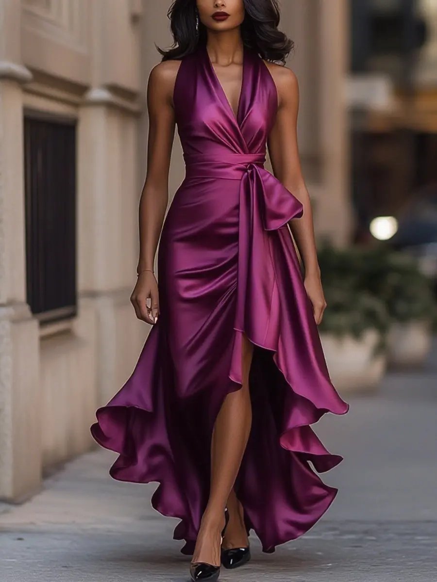 Sabrina | Elegant Halterneck Maxi Klänning