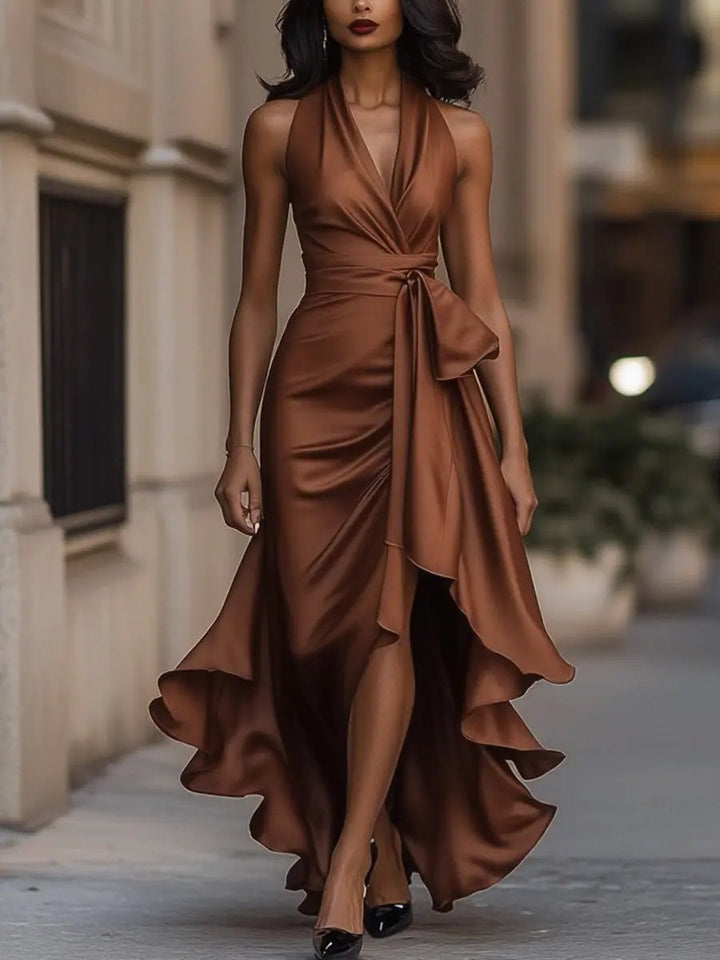 Sabrina | Elegant Halterneck Maxi Klänning