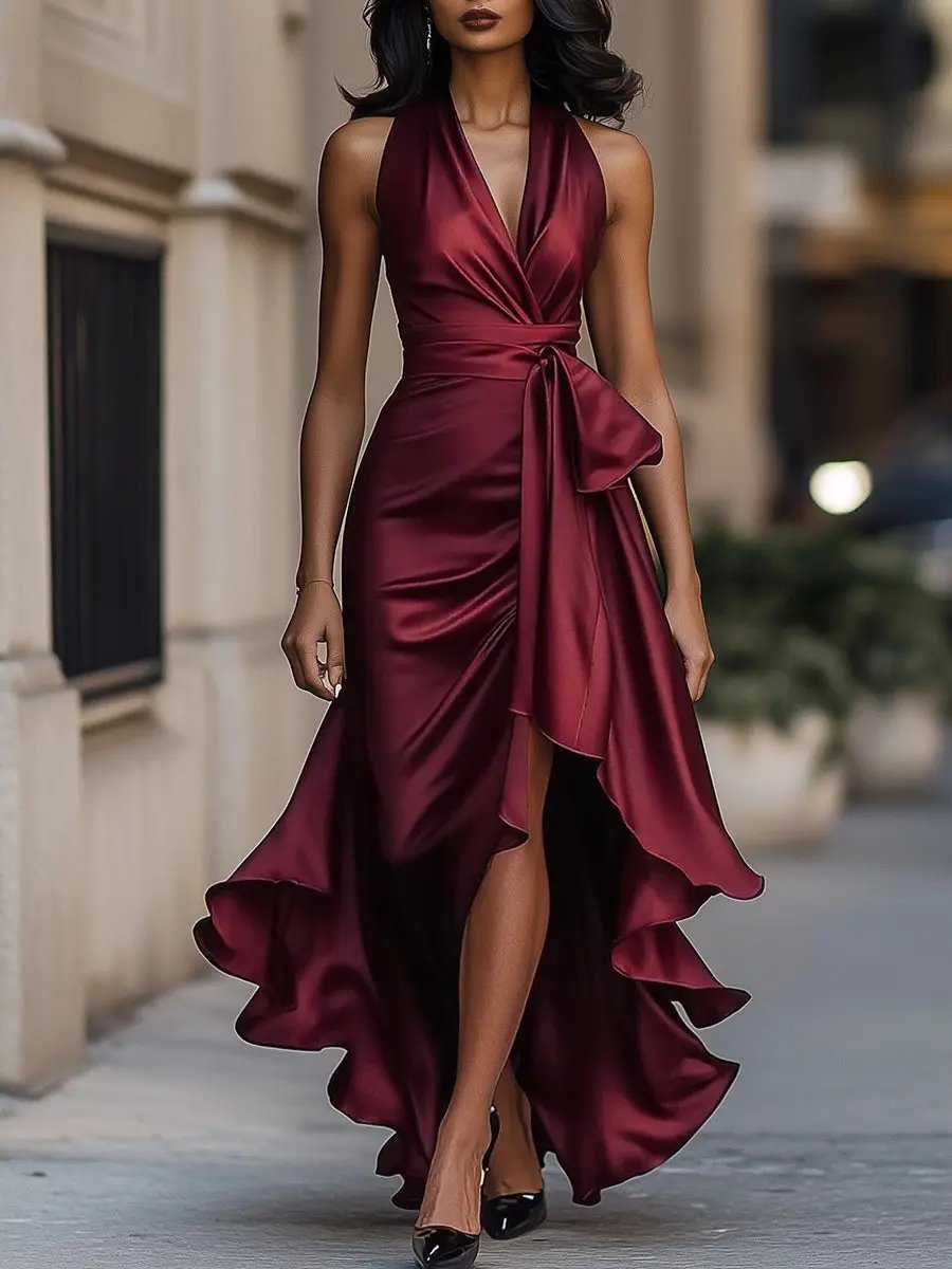 Sabrina | Elegant Halterneck Maxi Klänning