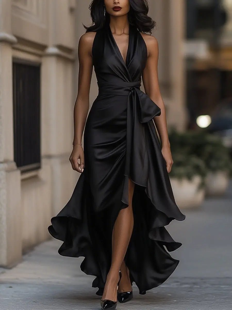 Sabrina | Elegant Halterneck Maxi Klänning