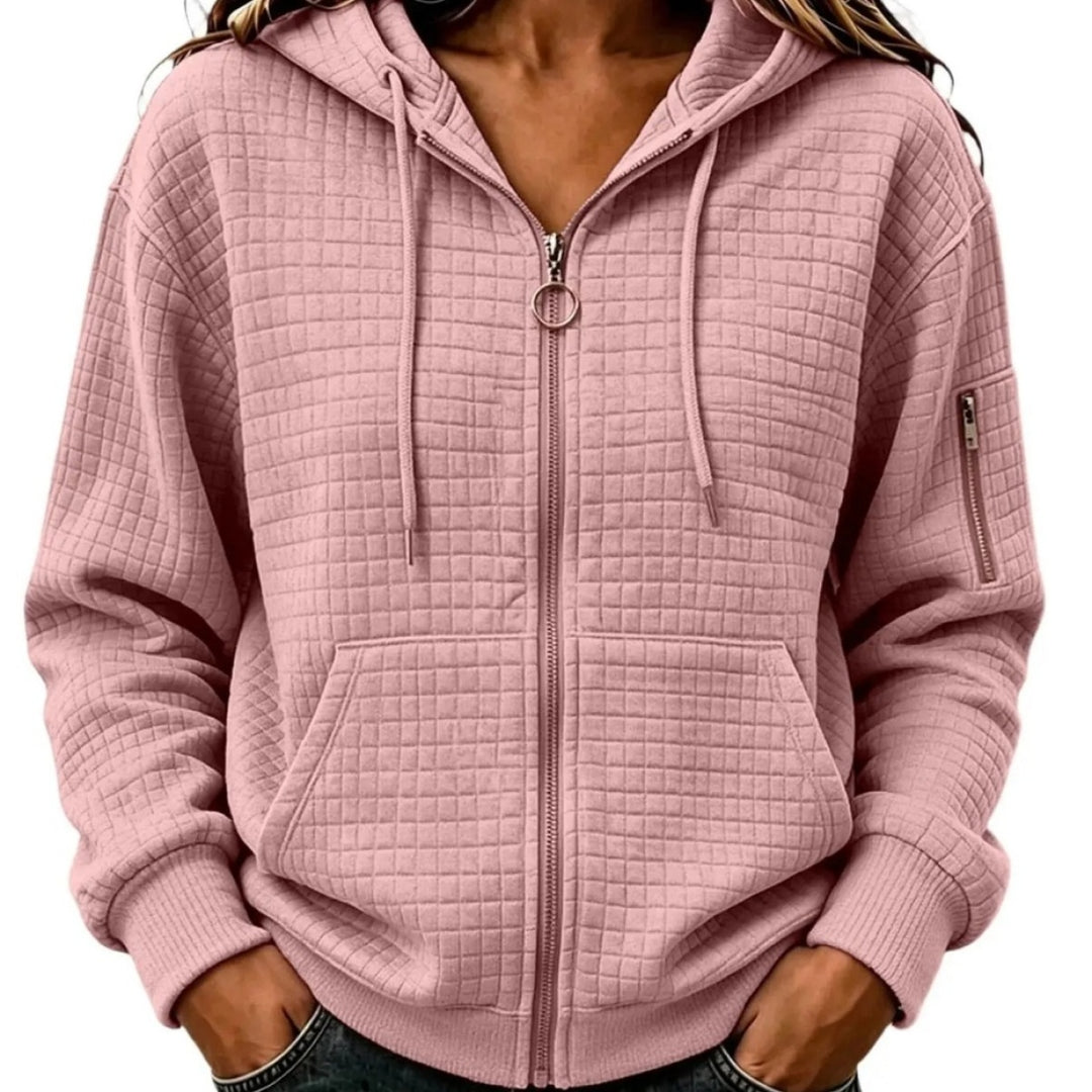 Colleen | Texturerad Zip Hoodie