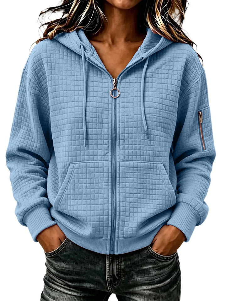 Colleen | Texturerad Zip Hoodie