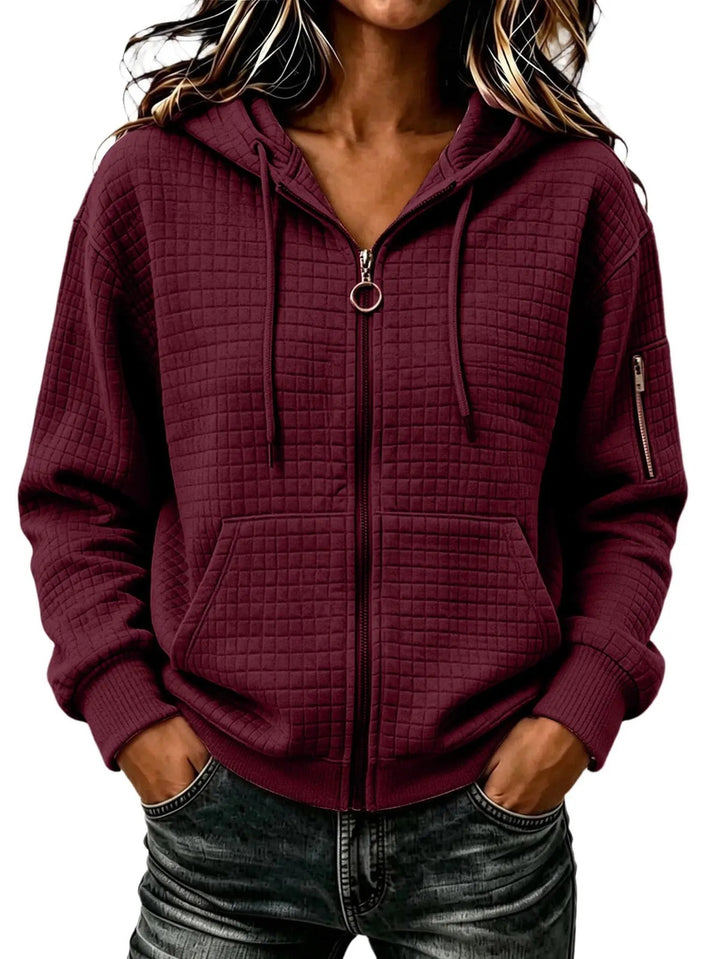Colleen | Texturerad Zip Hoodie