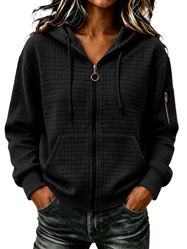 Colleen | Texturerad Zip Hoodie