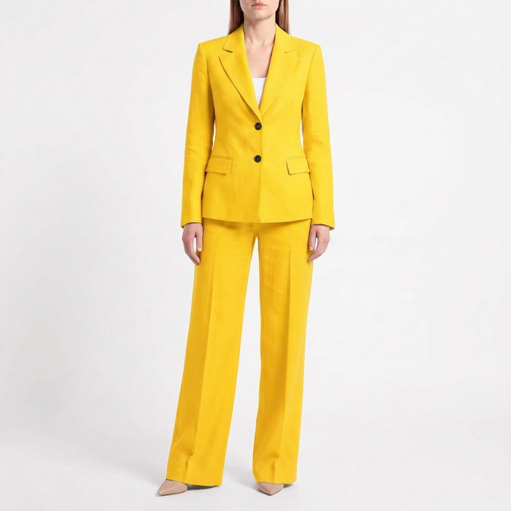 Dam Kostym med Blazer och Vida Byxor för Kontor
