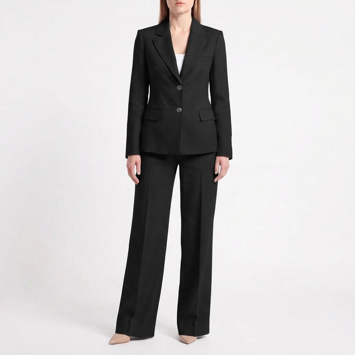 Dam Kostym med Blazer och Vida Byxor för Kontor
