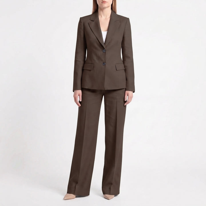 Dam Kostym med Blazer och Vida Byxor för Kontor