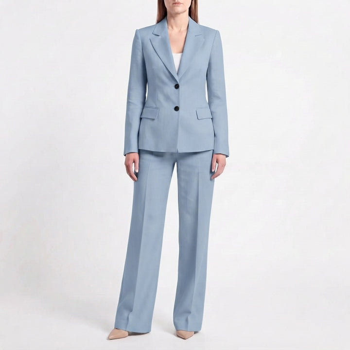 Dam Kostym med Blazer och Vida Byxor för Kontor