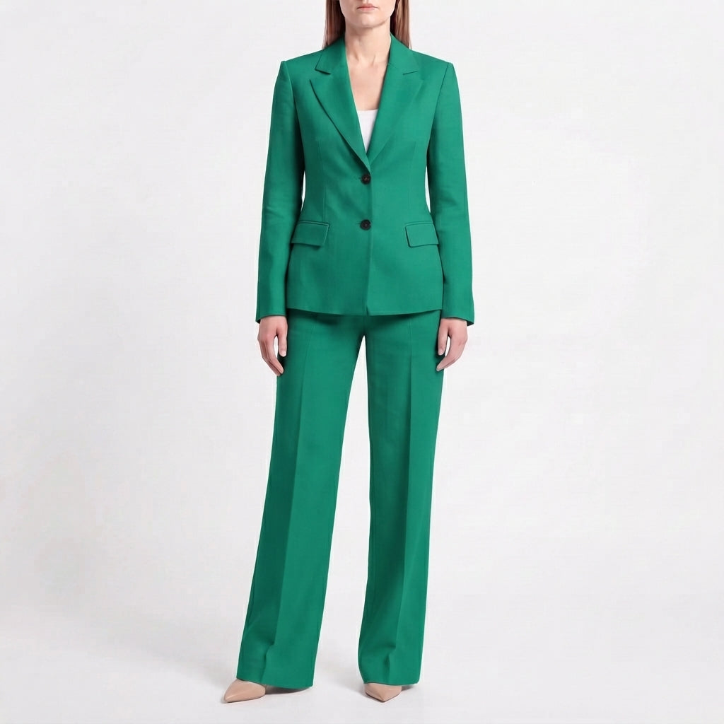 Dam Kostym med Blazer och Vida Byxor för Kontor