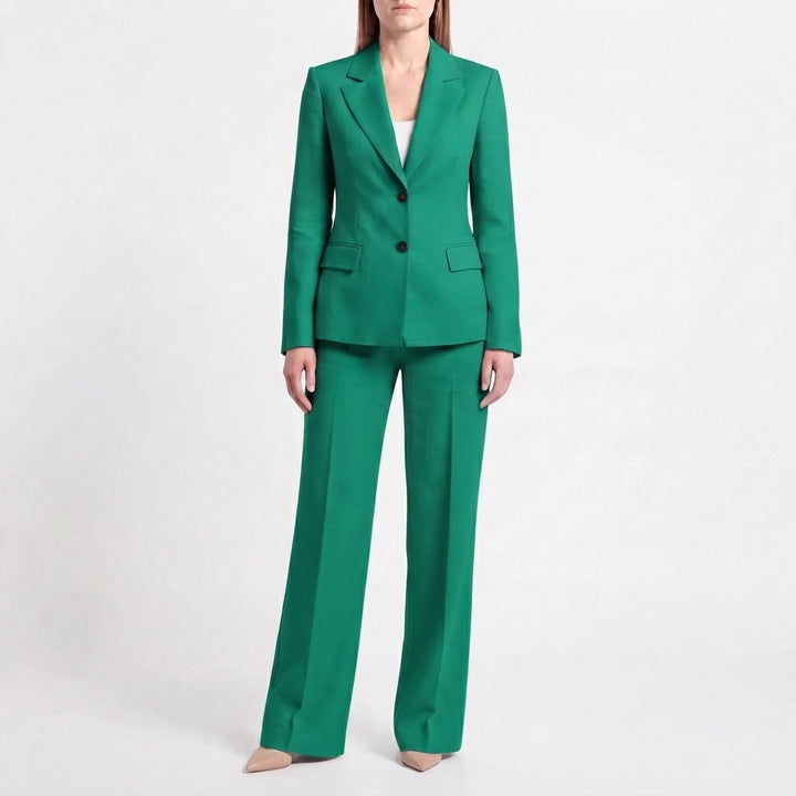 Dam Kostym med Blazer och Vida Byxor för Kontor