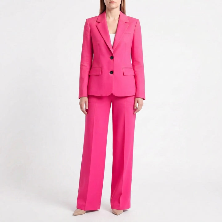 Dam Kostym med Blazer och Vida Byxor för Kontor
