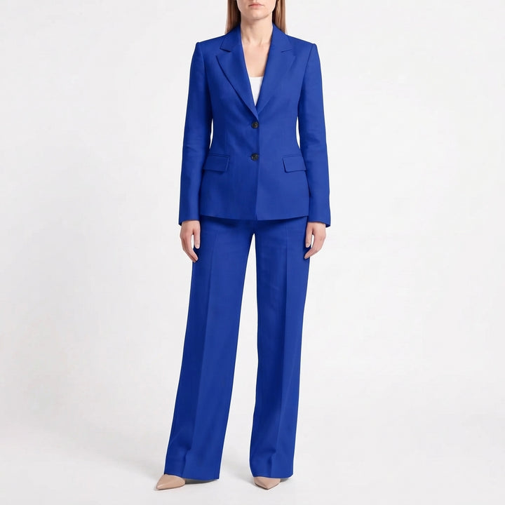 Dam Kostym med Blazer och Vida Byxor för Kontor