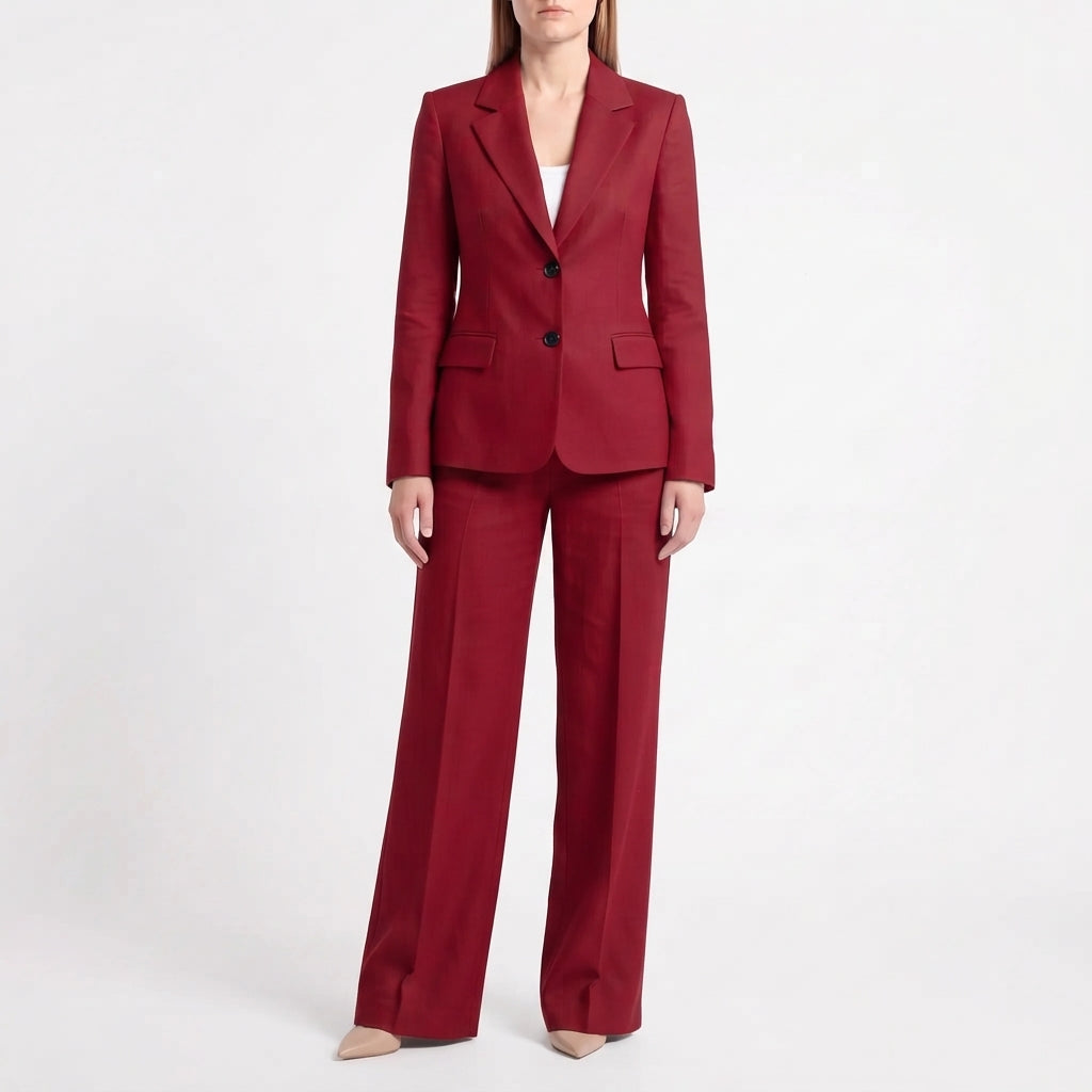 Dam Kostym med Blazer och Vida Byxor för Kontor