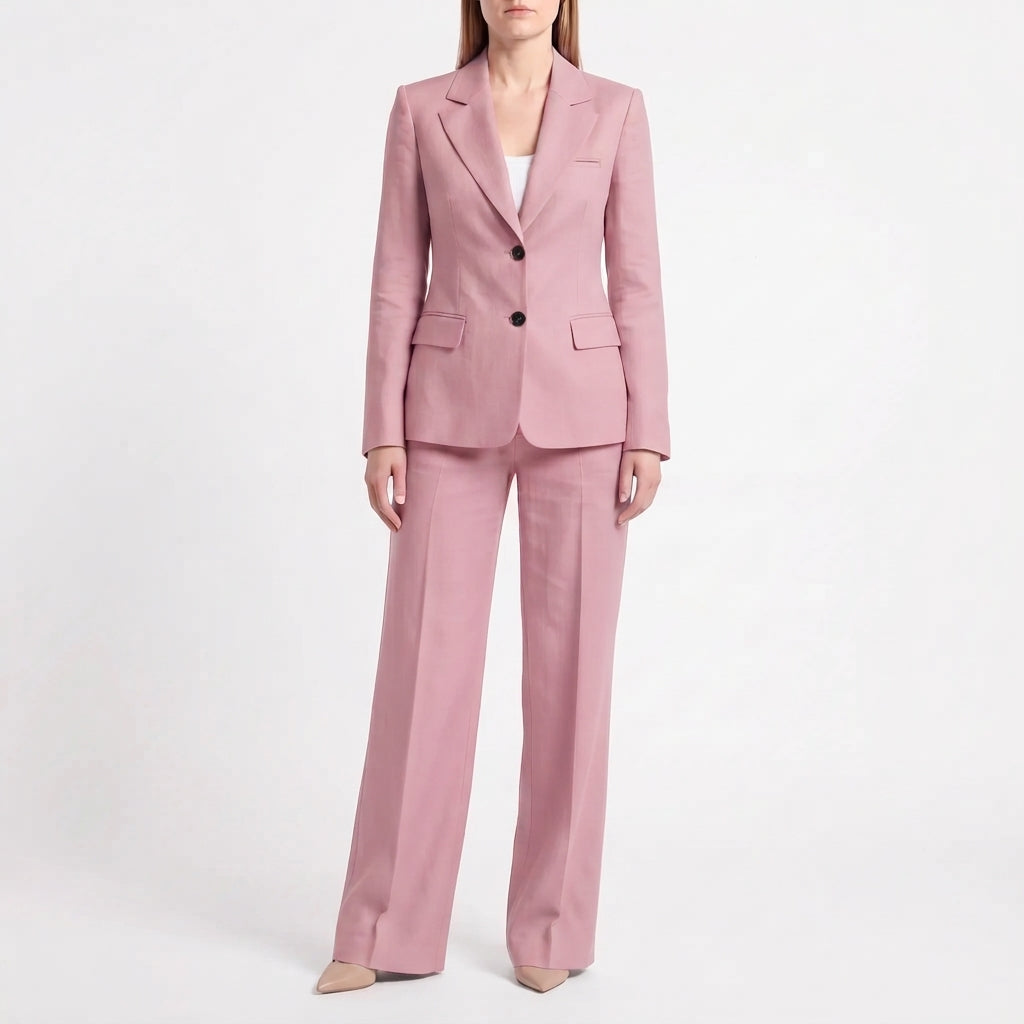 Dam Kostym med Blazer och Vida Byxor för Kontor