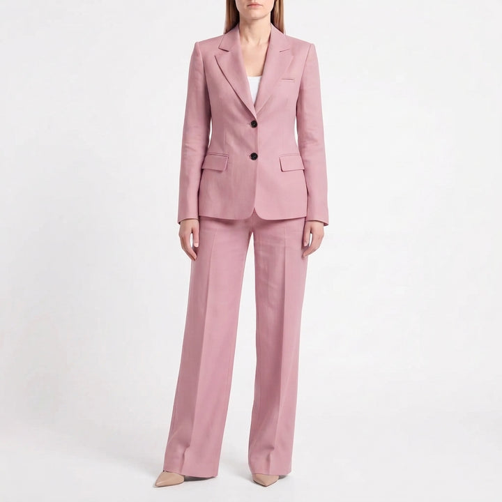 Dam Kostym med Blazer och Vida Byxor för Kontor